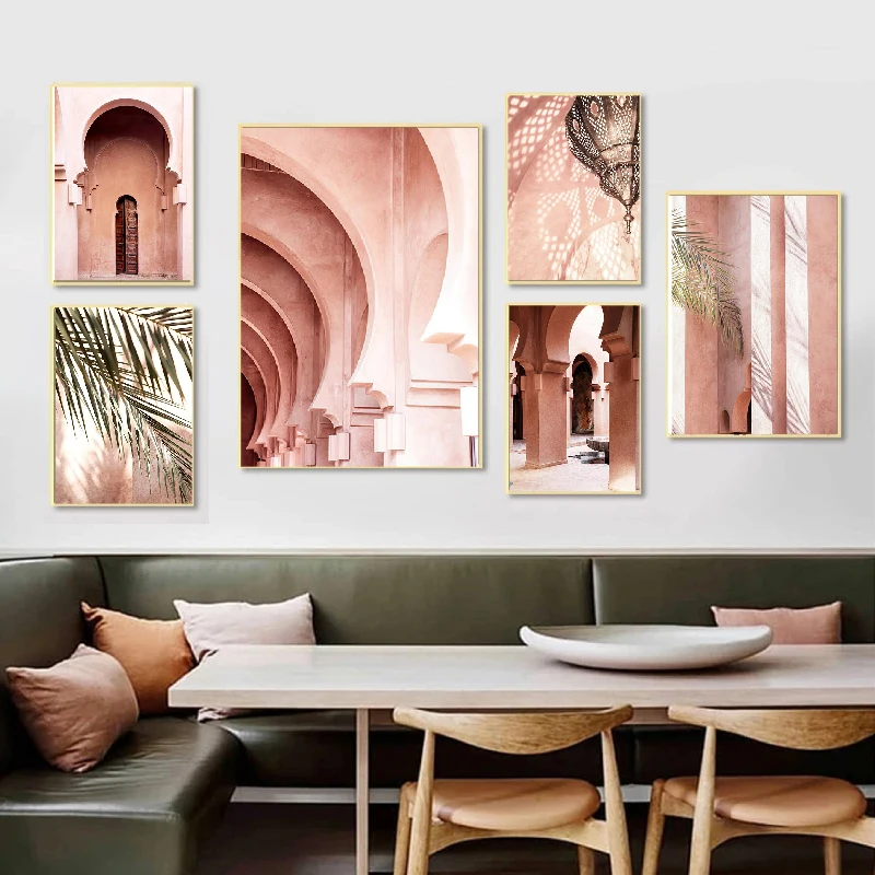 

Марокканская Арабская туристическая Скандинавская Ретро архитектура Исламская дверь холст фотография стены мусульманский Декор