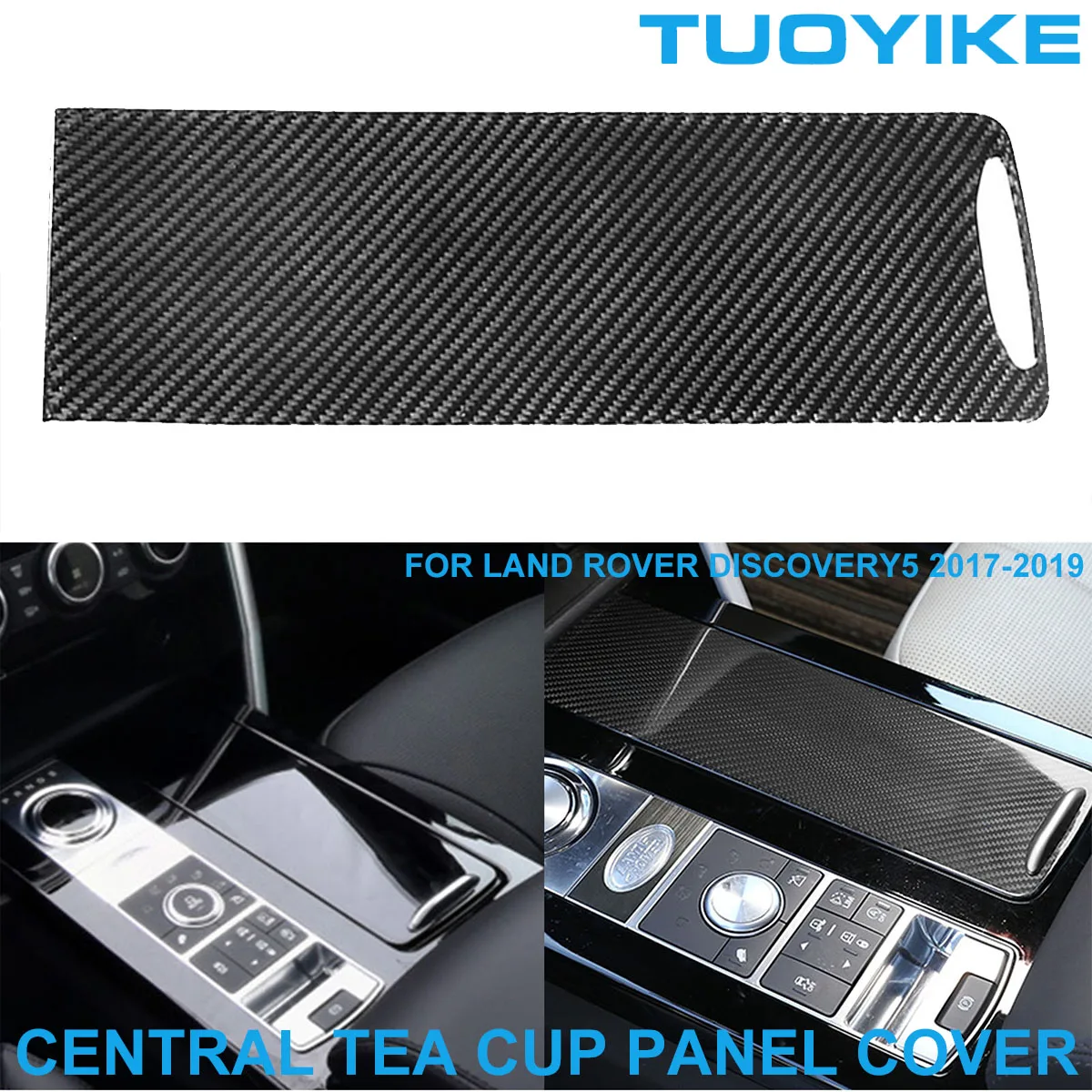 LHD RHD Car Styling Carbon Fiber Central Water Tea Cup Holder Cover Trim Decorative Sticker For Land Rover Discovery5 2017-19