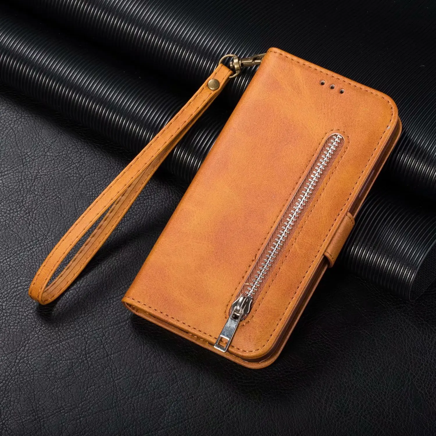 Флип чехол из искусственной кожи на магнитной застежке кошелек молнии для iPhone 12