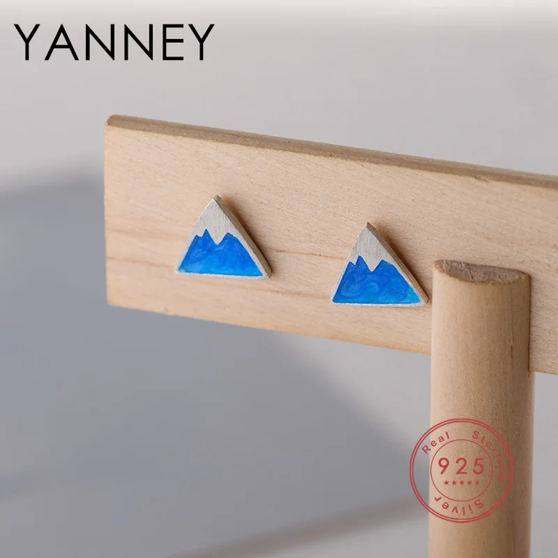 

YANNEY Silver Color Fuji Mountain Stud Earrings Fashion Women Girls Simple Iceberg Triangle Jewelry Birthday Gift