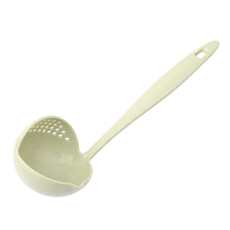 2 In 1 Plastic Creative Wheat Straw Soup Spoon Long Handle Lovely Porridge Spoons With Filter Dinnerware Kitchen Colander Tools | Дом и сад