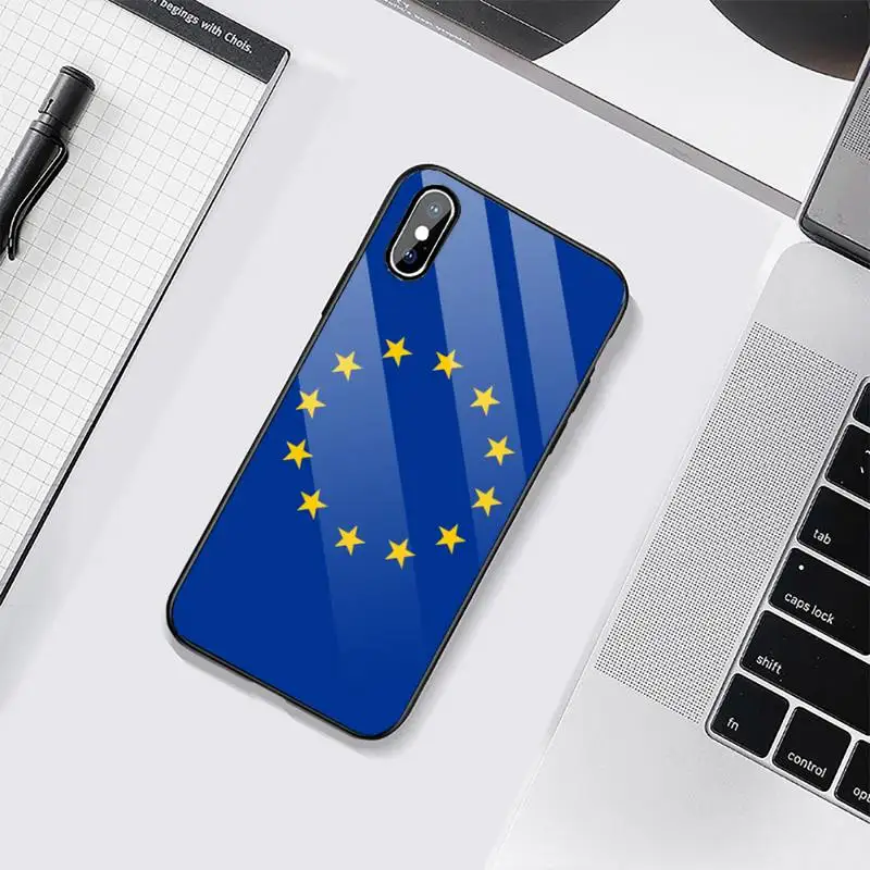 

European Union Stars Flag Phone Case Tempered glass For iphone 6 6S 7 8 plus X XS XR 11 12 mini PRO MAX