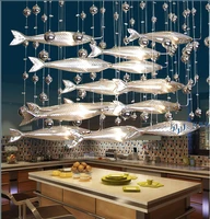 novel creative crystal glass flying fish chandelier for restaurant living room dining room decor