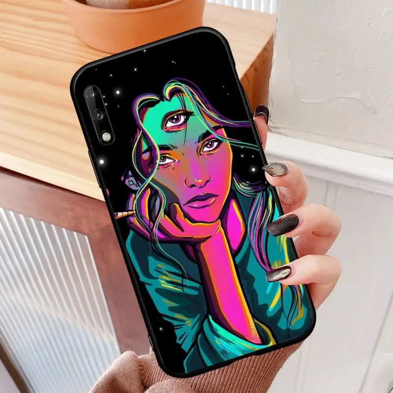 

Aesthetic Cartoon alien Devil Bad girl smoke Phone Case For Samsung J8 7Prime Core Pro NEO J6Prime M10 20 30 Cover Fundas Coque