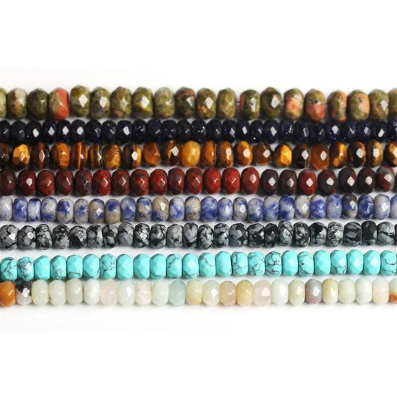 

Julie Wang 4/6/8mm Crystal Natural Stone Abacus Beads Geometric Faceted Spacer Beads Bracelet Jewelry Making Accessory