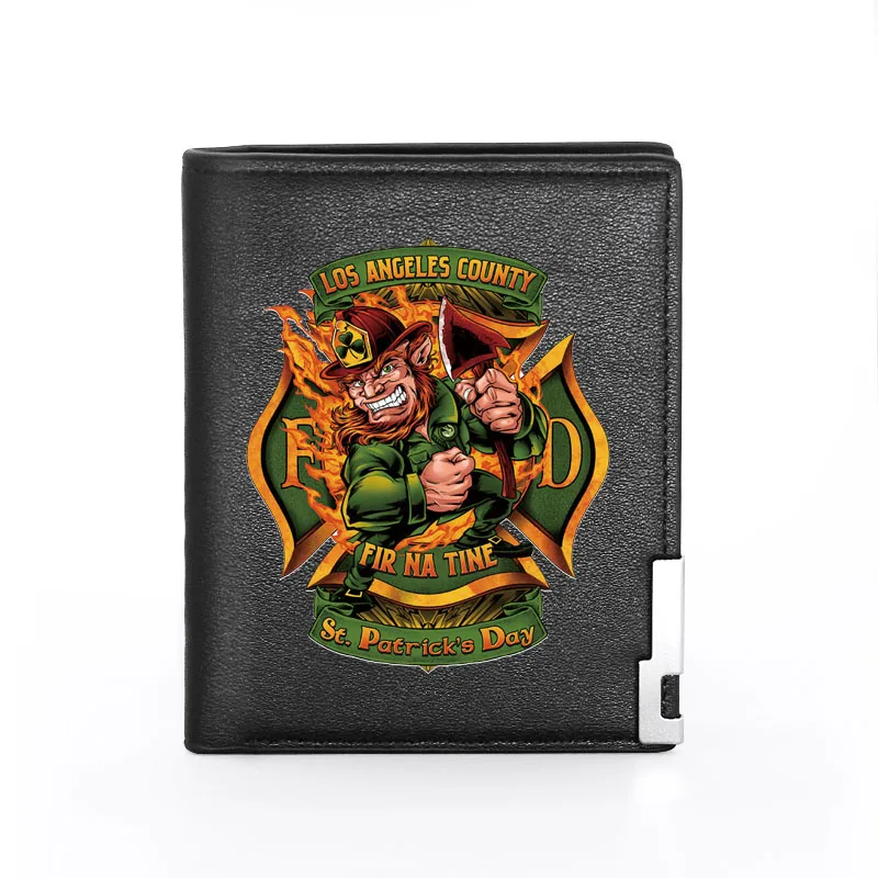 

Los Angeles County Fir Na Tine St Patrick's Day Men Wallet Leather Women Bifold Credit Card Holder Cool Short Purse Male