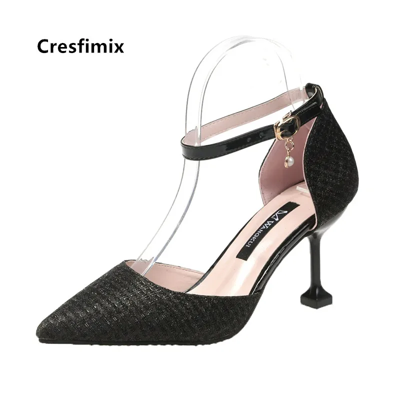 Женские туфли Cresfimix с острым носком свадебные на шпильке ремешком пряжкой