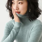 2021, Модный женский свитер с высоким воротом, однотонный, корейский, стрейчевый, приталенный, Дамский джемпер, кашемировый свитер, зеленый, белый, пуловер, трикотаж
