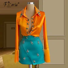 Alta couture duas peças vestidos de cocktail mangas compridas moda strass baile de formatura vestido de festa celebridade vestidos de cocktail (2)