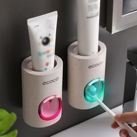 automatic toothpaste dispenser dust proof toothbrush holder wall mount stand bathroom accessories set toothpaste squeezers tooth