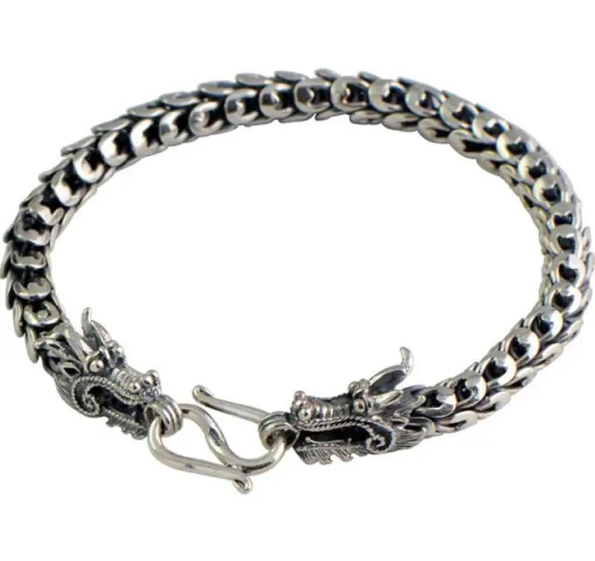 

Браслет мужской из серебра штамп для браслетов пробы, с головой дракона