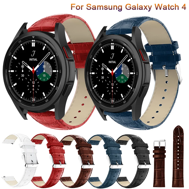 

20mm Genuine Leather Strap Watchband For Samsung Galaxy Watch4 40 44mm/Watch 4 Classic 42 46mm Original Wristbands Bracelet Belt