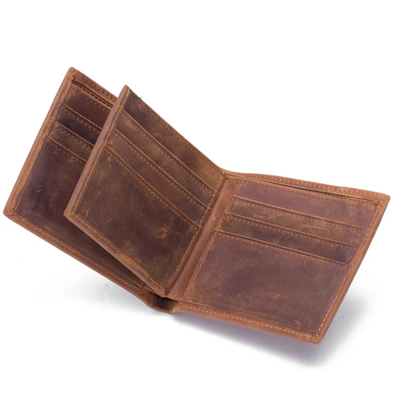 

Men's leather cross section wallet first layer leather wallets retro 8054
