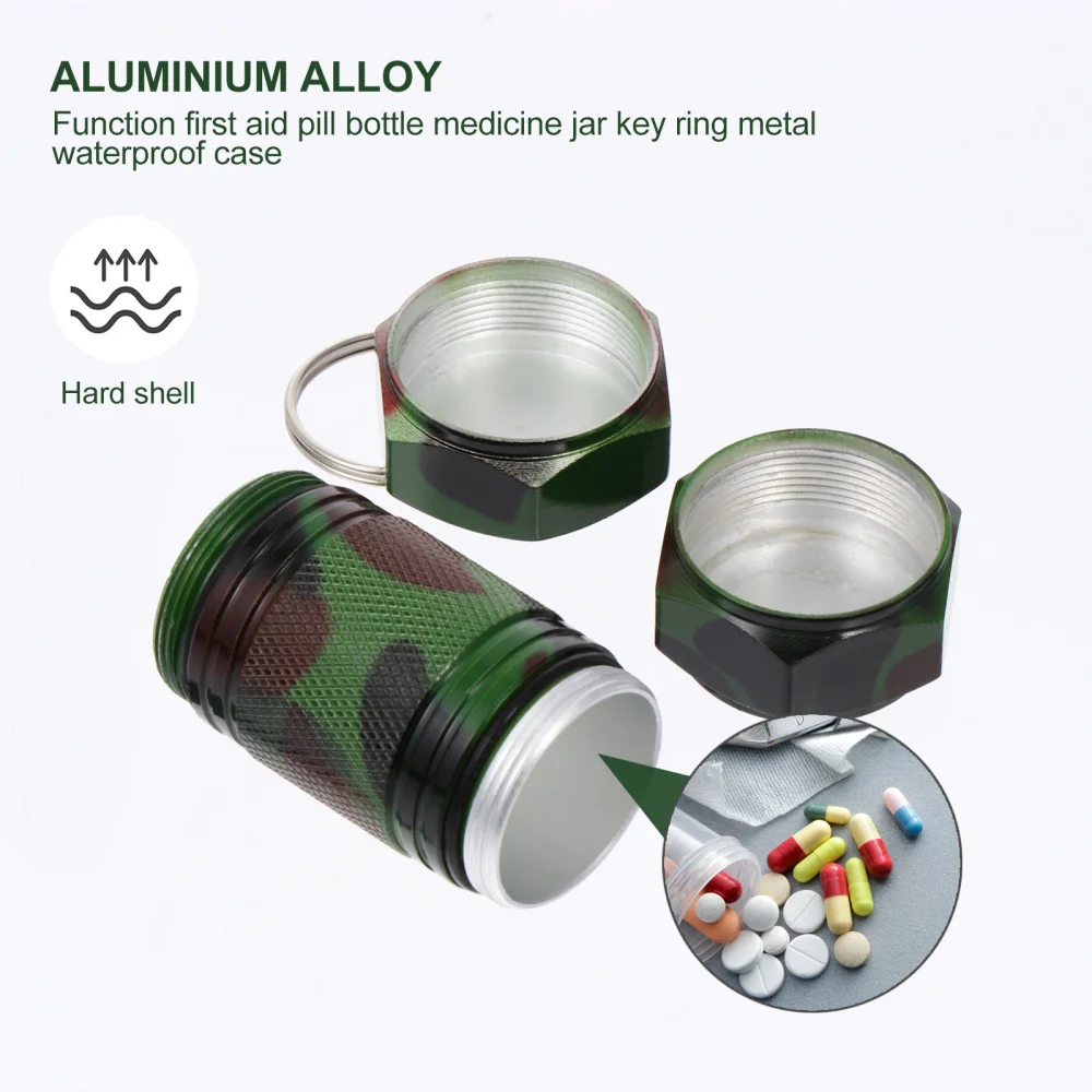 

2Pcs Sealing Waterproof First Aid Pill Cases Key Chain Pill Box (Assorted Color)
