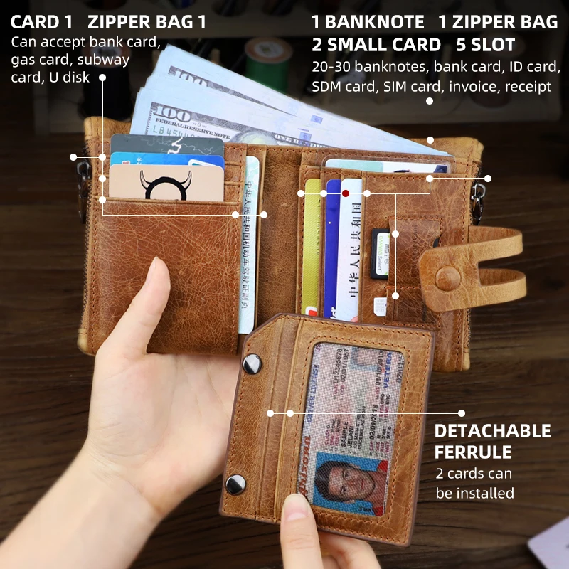 2021 Fashion Wallet Genuine Leather Women'wallet Female Hasp Double Zipper Luxury Coin Purse ID Card Holder Unisex Slim Wallets