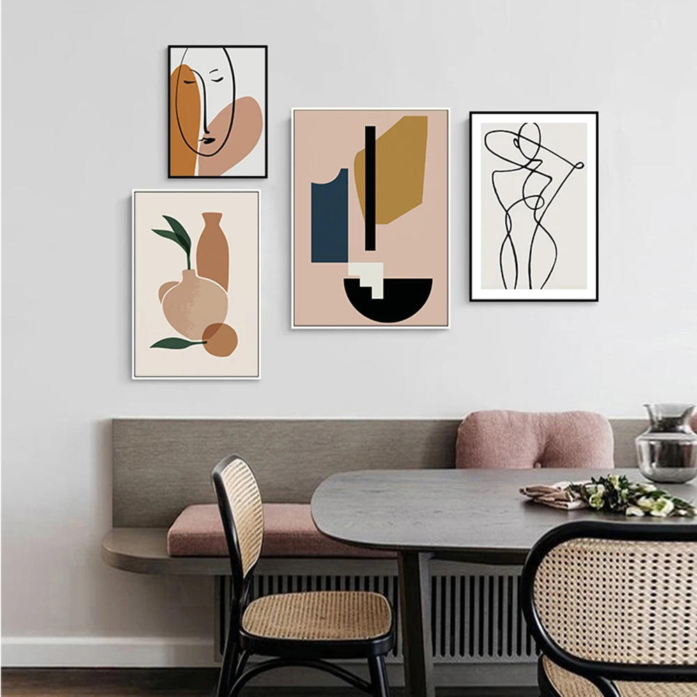 

Canvas Print Pictures Wall Art Meranti Color Abstract Vase Line Woman Painting Home Decor Nordic Poster For Living Room Unframed
