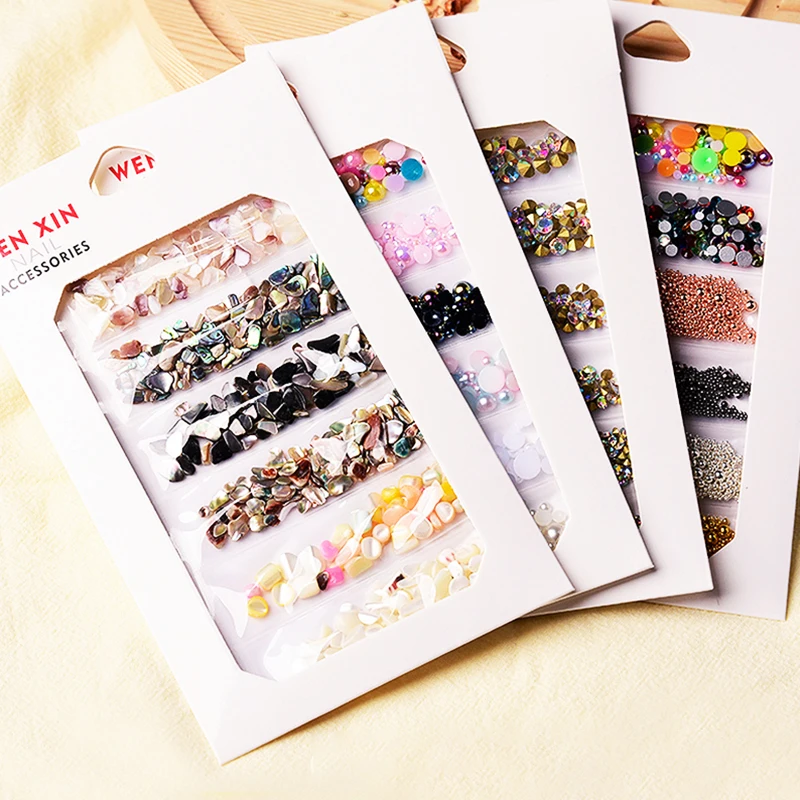 6 стилей/сумка 3D украшение для ногтей неровный жемчуг сверла горный хрусталь