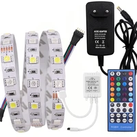 rgb rgbw rgbww led strip light 5m 12v 5050 smd waterproof led tape lights 44key40key remote control with euus power adapter
