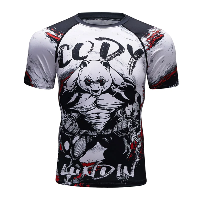 

New 3d Prints T-shirts Mens Compression Base Layer Short Sleeve Workout Fitness MMA Body Building Tops Rashguard T Shirt