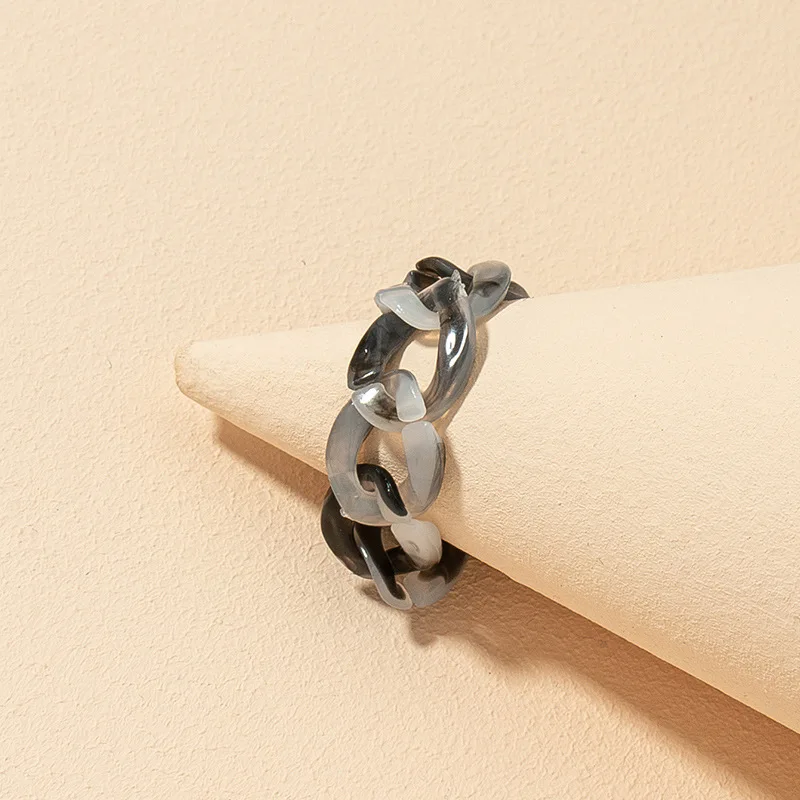 

Gold Silver Color Acrylic Chunky Chain Rings Link Twisted Geometric Rings for Women Vintage Open Rings Adjustable 2021 Trendy