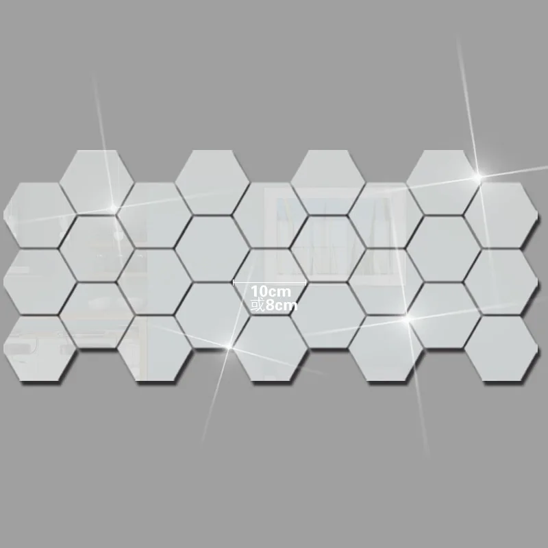 12 шт./компл. 3D шестигранные акриловые зеркальные настенные наклейки DIY