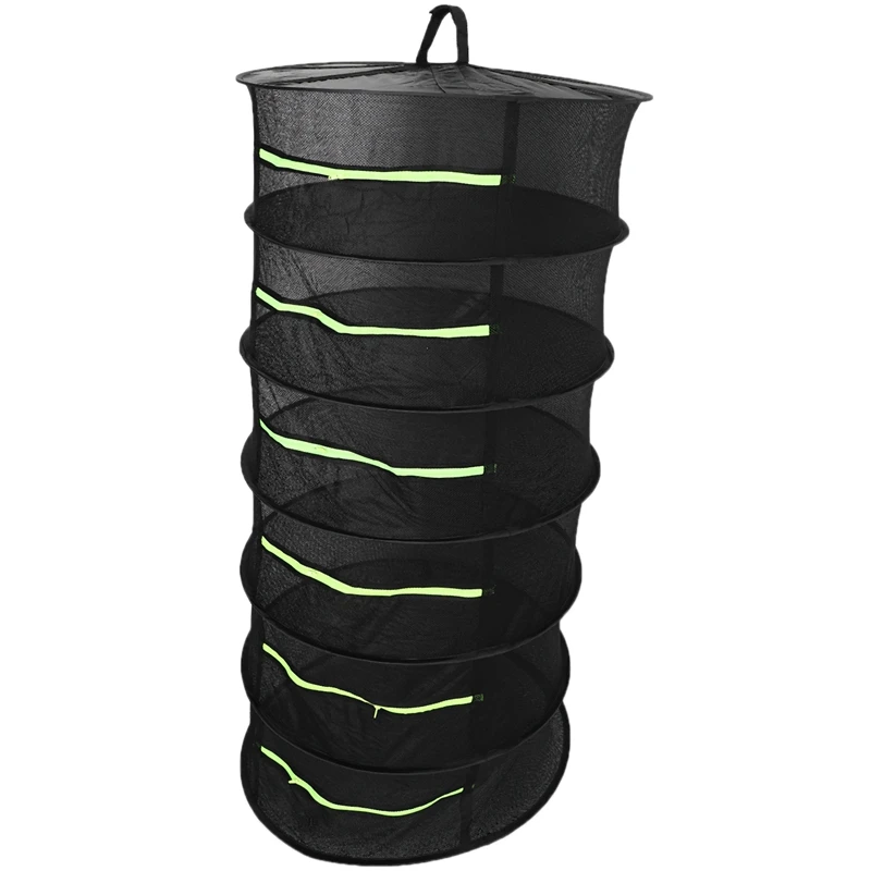 

6 Layers Hanging Basket with Zipper Folding Dry Rack Herb Drying Net Dryer Bag Mesh for Herbs Flowers Buds Plants