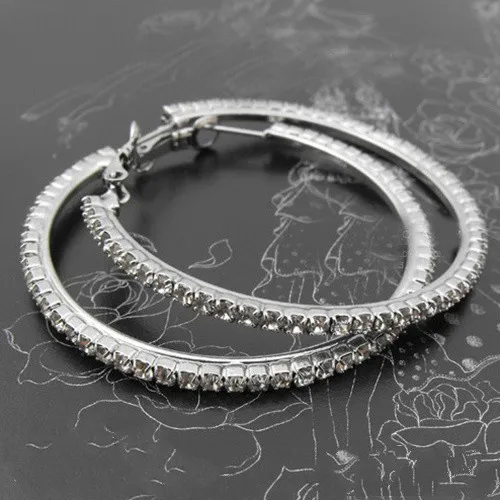 

Trendy Big Circle Hoop Earrings Statement Simple Crystal Loop Earrings for Women Europe and America Style Fashion Party Jewelry