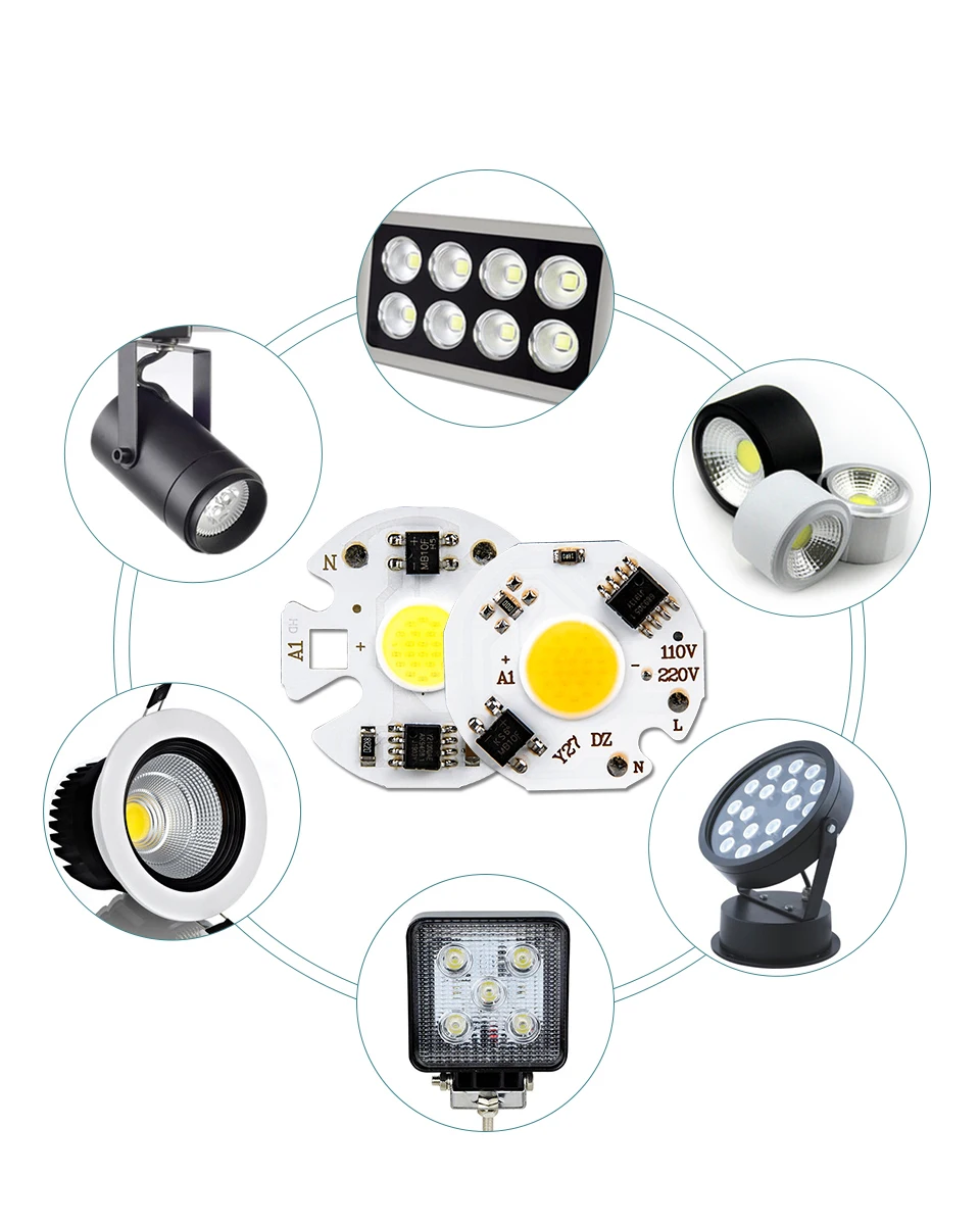 Светодиодный светильник лампы COB светодиодный чип 220V 50W 30W 20W 10W Luces СВЕТОДИОДНЫЙ матричный для Точечный светильник потолочные светильник не нужен драйвер DIY прямоугольные диод