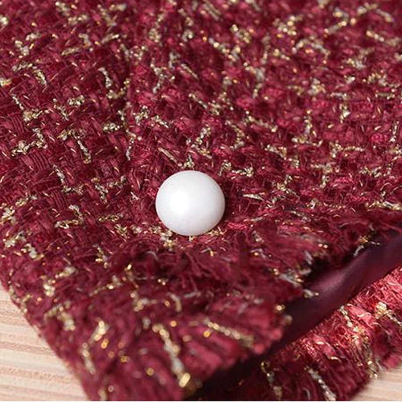 

Red skirt women 2020 spring / autumn women's skirts ladies thick tweed fringed bag hip A-line skirt