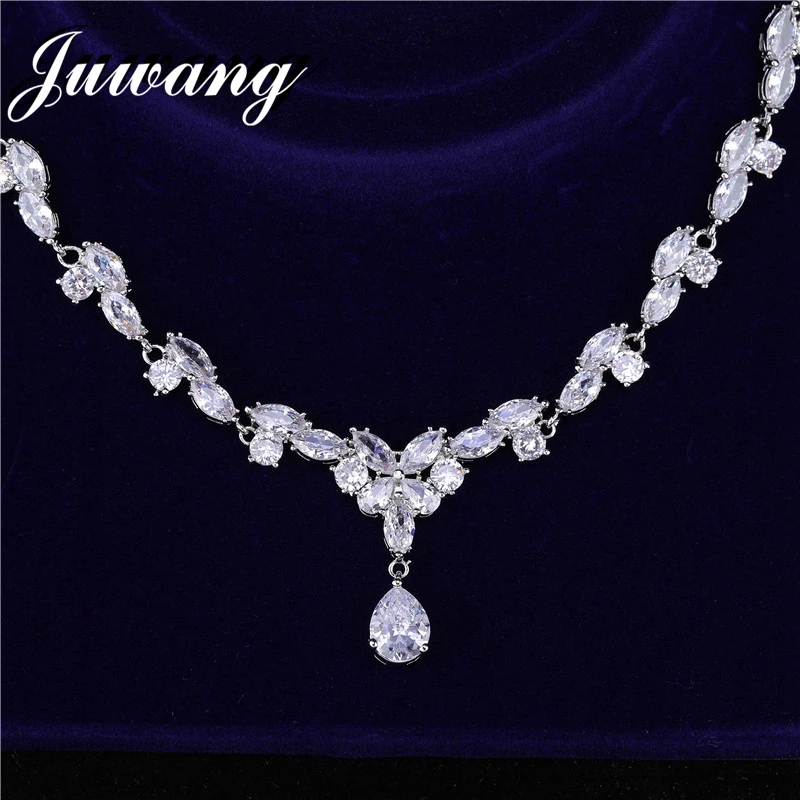 Набор свадебных ювелирных изделий JUWANG стразы капли воды серьги ожерелье набор