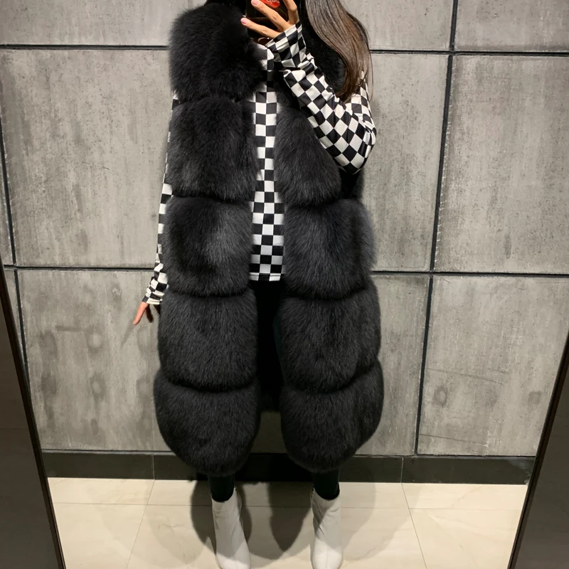 

fox women gilet real ladies natural fur vest long