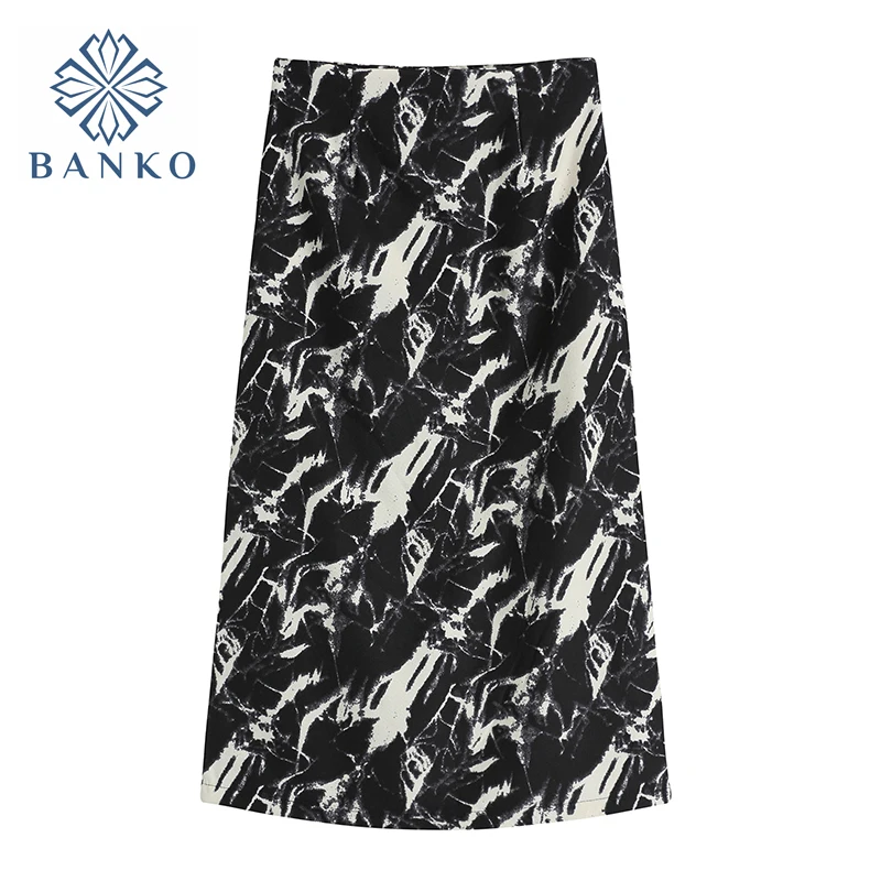 

Уличная Женская юбка средней длины, винтажная юбка с высокой талией в стиле Харадзюку, модная повседневная облегающая юбка-трапеция с разре...