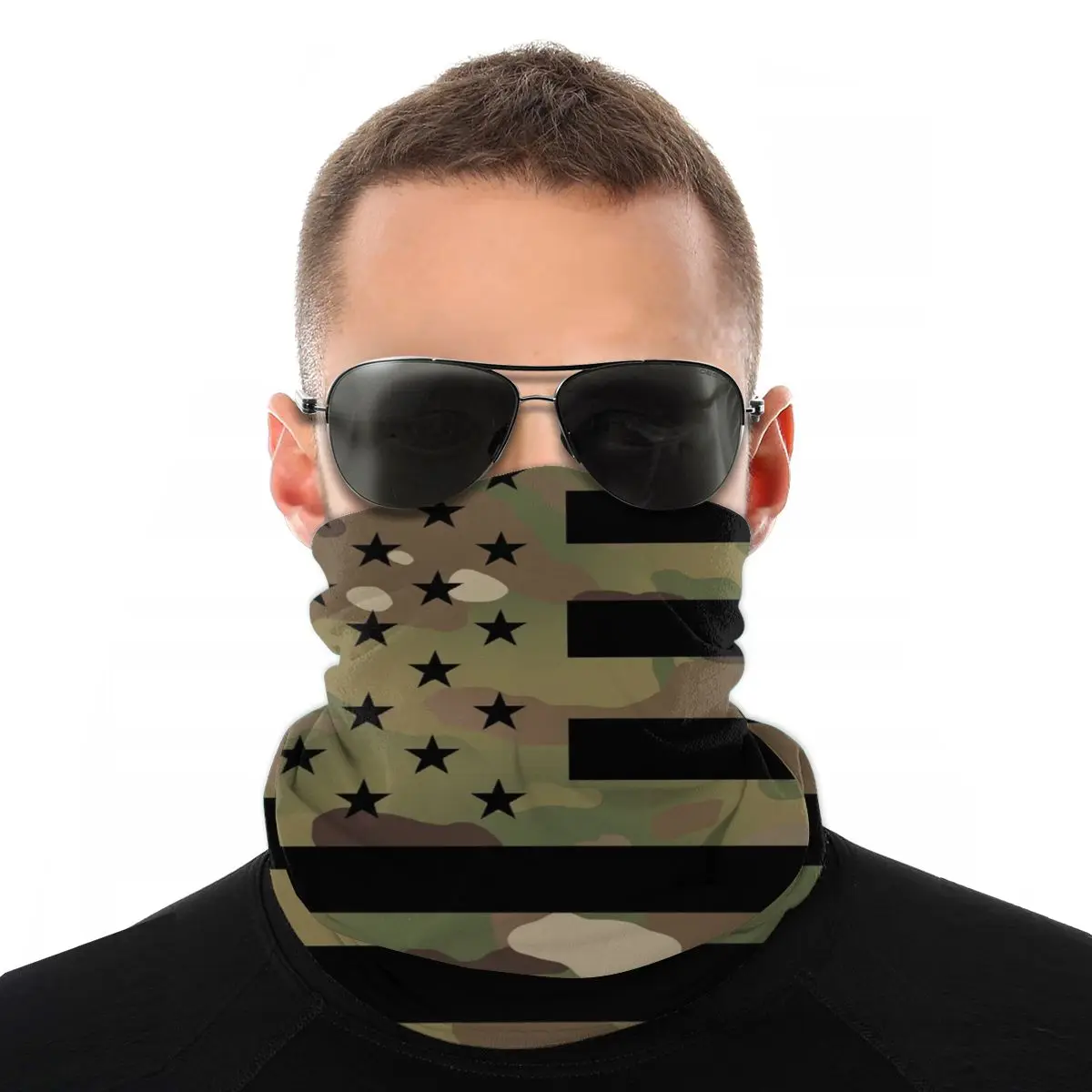 

U.S. Flag Military Camouflage Scarf Neck Face Mask Men Women Fashion Neck Gaiter Tubular Bandana Headband Cycling Hiking