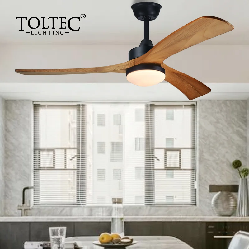 Современный простой потолочный вентилятор из массива дерева 48 дюймов 25 Вт с