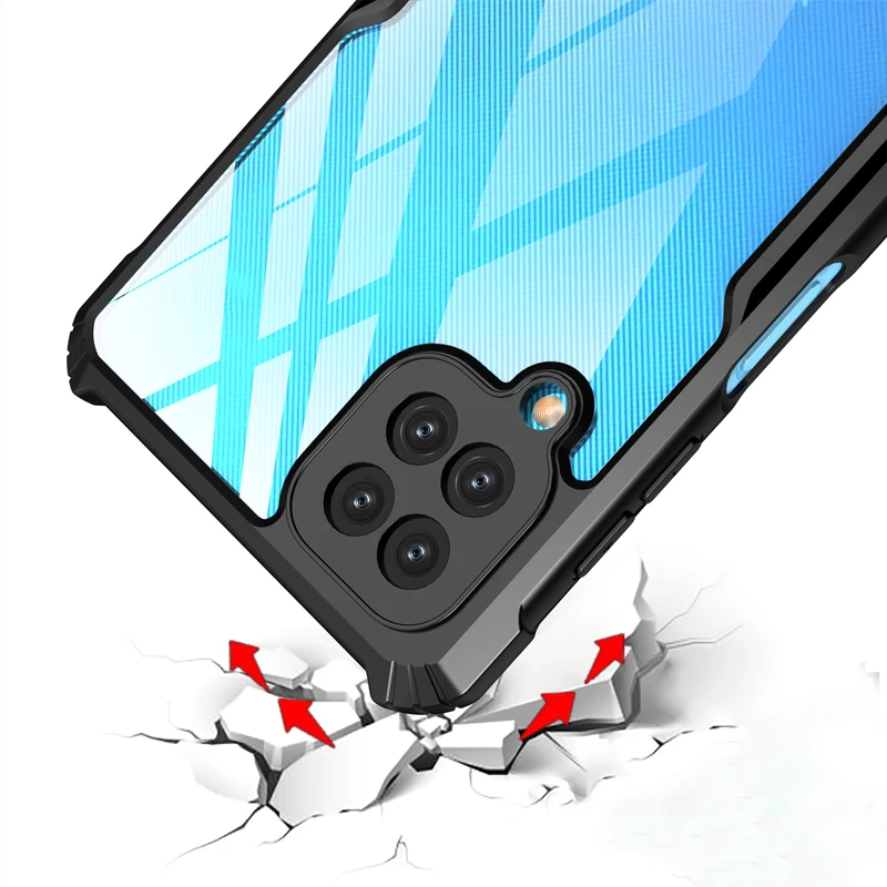 Роскошный противоударный прозрачный чехол с рамкой для телефона Samsung Galaxy A12 A22 A 12