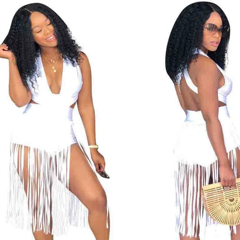 Women sleeveless sexy jumpsuits tassel romper women bodysuit lady combinaison femme DLM974 | Женская одежда