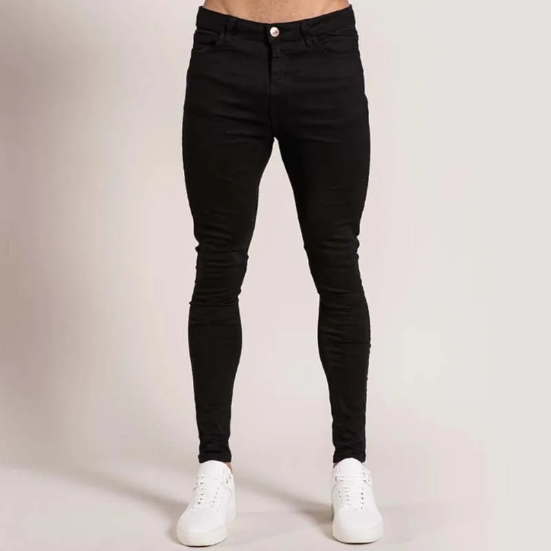 Black Skinny jeans Men Stretch Casual Vintage Hip Hop Pencil Pants Daily Work Slim Denim Trousers Pants Mens Jeans Regular Fit