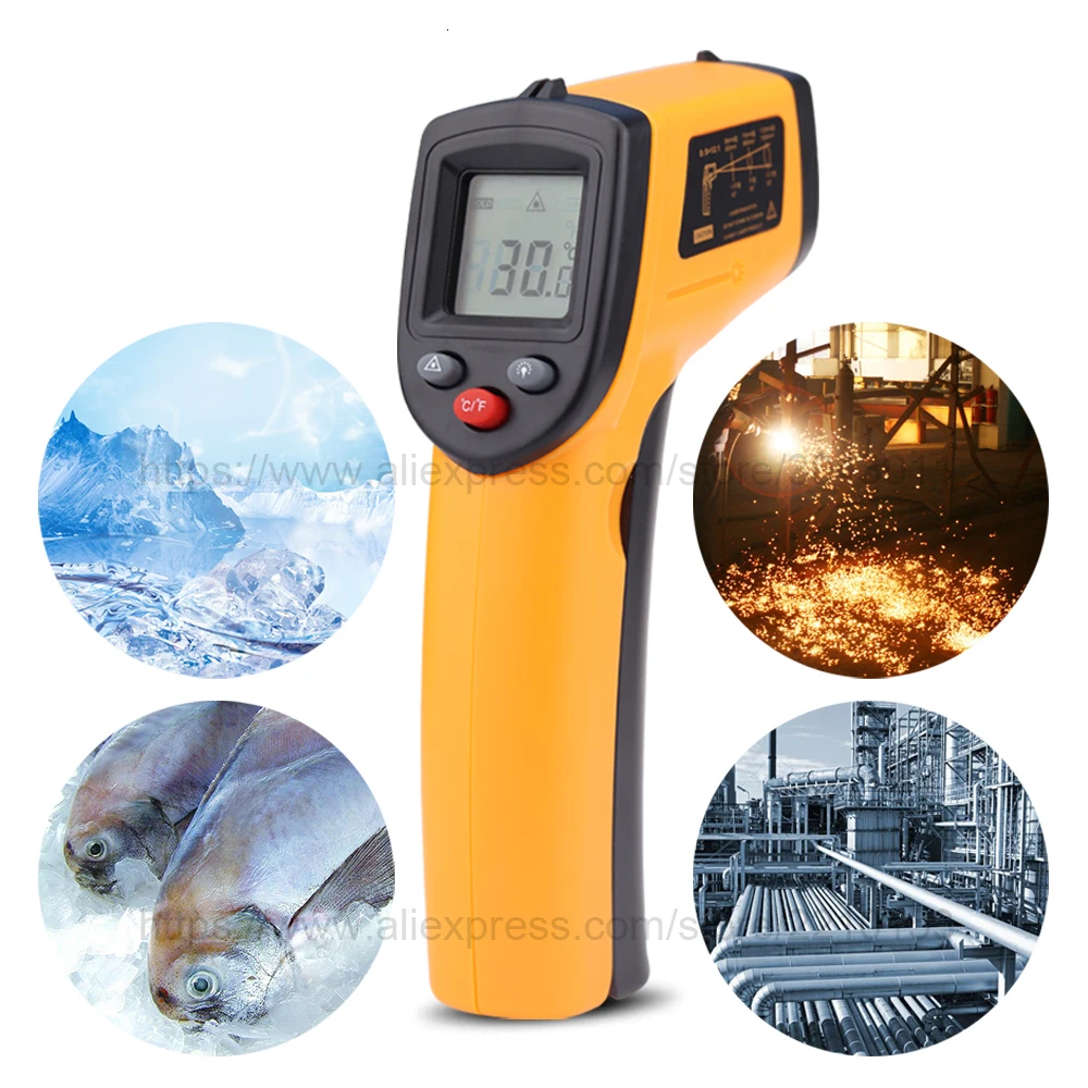 Бесконтактный ИК термометр Мини промышленный цифровой инфракрасный 50 ~ 380