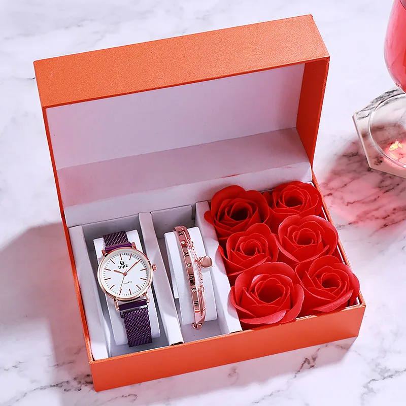 

Luxury Watch for Women with Rose Gift Box Stainless Steel Strap Women's Watches Waterproof Quartz Watch Reloj Mujer Montre Femme
