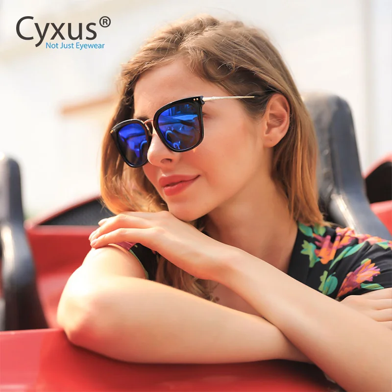 Cyxus Classic UV 400 поляризованные солнцезащитные очки зеркальные негабаритные солнцезащитные очки с защитой UVA UVB для женщин-1913