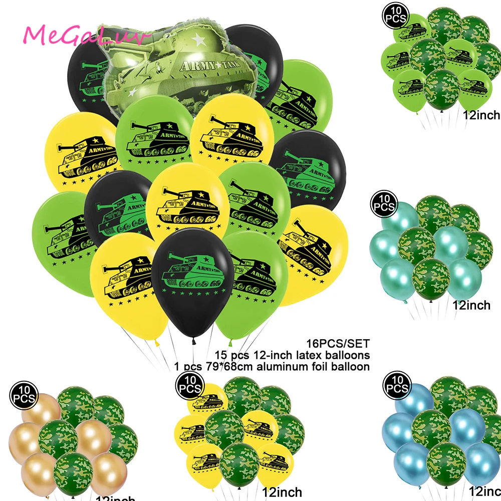 

Tank Party Camouflage Latex Balloon Combo Package Military Theme Party Boy Birthday Party Decoration