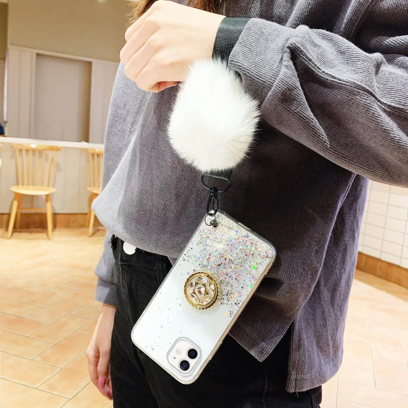 

Bling Glitter Fur Ball Case For Samsung Galaxy S20 FE Cases Silicon Cover On Samsung S20 Plus Lite Ultra S20 Fan Edition Bumper