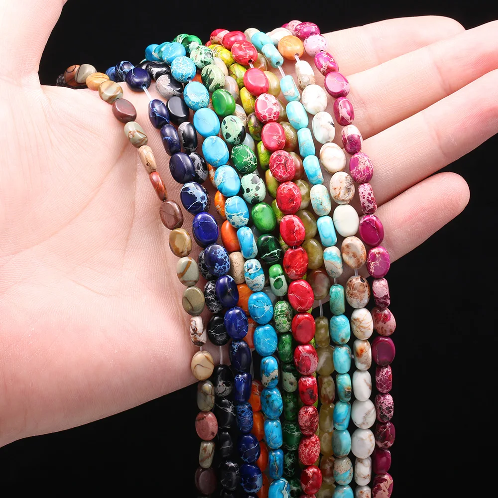 

Hot Sale Natural Stone Beads Egg Shape Emperor Stone Beads for Women DIY Necklace Bracelet Earring Jewelry Making Size 6x8mm