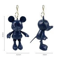 original disney stuffed mickey mouse lover pu leather keychain key holder bag mobile clip decoration gift for girl ins fashion