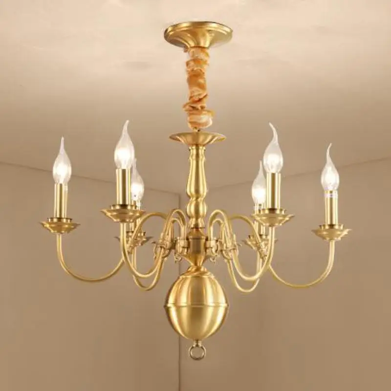 Латунная традиционная люстра для прихожей светодиодный Медный Подвесной