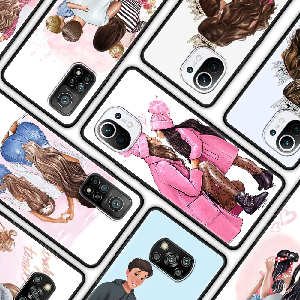 

Love Flower Mom Baby Silicone Phone Case for Xiaomi Mi Poco X3 Pro M3 Pro 5G F3 Pocophone F1 Protection Cover