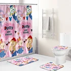 Водонепроницаемая занавеска для душа Disney Duffy and Friends, мультяшная занавеска для ванны, крышка для унитаза, коврики для ванны, набор из 4 предметов, декор для ванны
