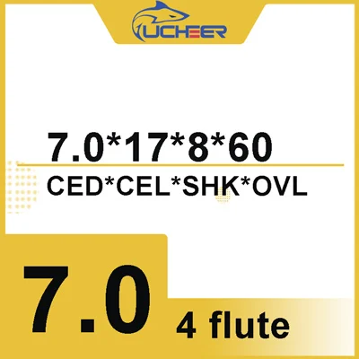 7d-8D-17l-60L UCHEER инструменты с ЧПУ HRC50 4 флейты 8 мм 10 мм 12 мм карбидные фрезерные вольфрамовые стальные фрезы Концевая фреза - Длина режущей кромки: 7d-8D-17l-60L