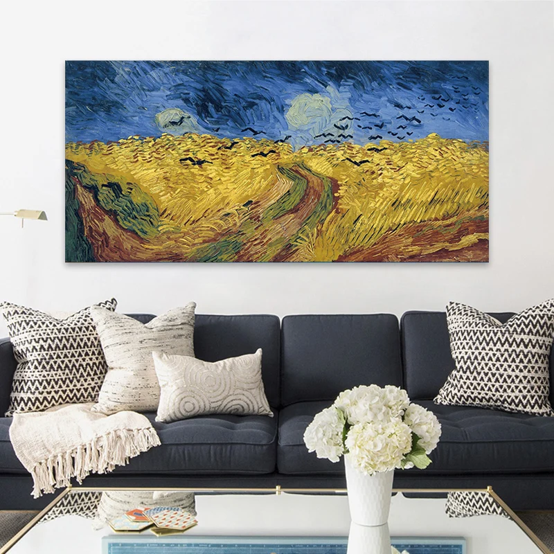 

Van Gogh Wheat Field Crows Reproduction Oil Painting on Canvas Posters and Prints Impressionist Wall Art Picture for Living Room