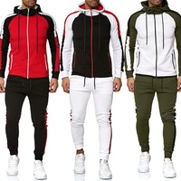 wholesale fashion stripe color mens hooded sports tracksuit 2 piece set men clothing mens tracksuits 2020 men outfit set